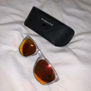 Sunglass Hut Clear Sunglasses with Orange Lenses
